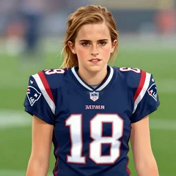 emma watson in new england patriots football uniform fanart, digital art