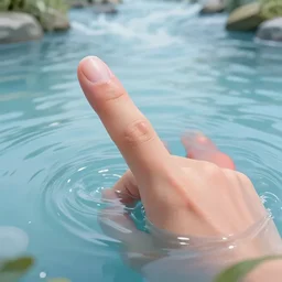 big fingers floating in acid river