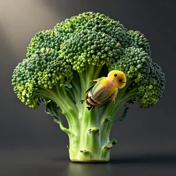 broccoli is eating pinhead, pinhead is eaten by broccoli