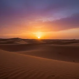beautiful sunset in the desert, sand dunes, dramatic, colorful