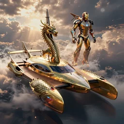 a photo of futuristic concept trimaran, concept yacht inspired by Iron man and Jaeger, dragon scale armor, photorealism, artstation, CGSociety, epic lighting