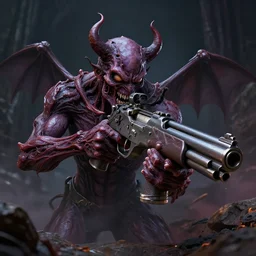 a gun made out of demonic flesh