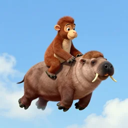 harambe riding a walrus in heaven