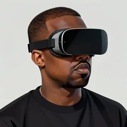 : kanye west wearing vr goggles, digital art, illustration, art station