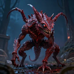 bloody chupacabras, midnight, fantasy, sharp focus, digital art, hyper - realistic, 4 k, unreal engine, highly detailed, hd, dramatic lighting by brom, trending on artstation