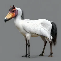 shoebill merged with horse, anatomically correct