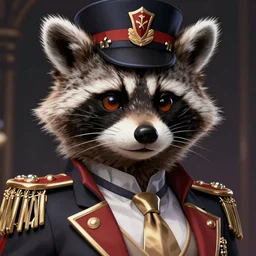 closeup upper body artwork of a raccoon catgirl dictator, incredibly detailed, D&D, anime key visual, Fate/Zero, Steins;Gate, finished concept art, cinematic filter, digital art by Makoto Shinkai and CLAMP, trending on Artstation