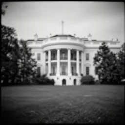 white house by zaha hadid in the wood, artwork by arkhip kuindzhi, mystic, melancholy, pinhole analogue photo quality, lomography, monochrome, blur, unfocus, cinematic, foil effect