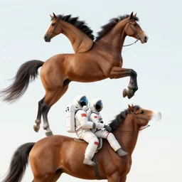 horse on top, horse above, on astronauts back