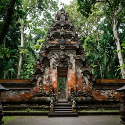 a beautiful image of a temple in ruins in the middle of a jungle - i