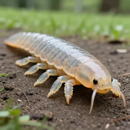 a photo of a living 1 meter tardigrade with translucent skin walking in a park. the tardigrade evolved to be this large.