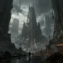 sci-fi grimdark city, 4k, artstation,