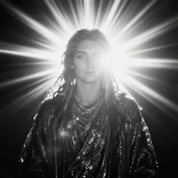 god from another reality, surreal, black and white, film grain