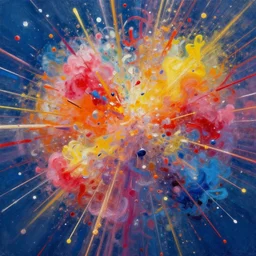 beautiful explosion of color, colourful concept art, oil painting, highly detailed