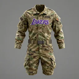 military uniform, inspired by los angeles lakers, octane render