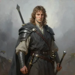 a beautiful painting of a medieval jedi, by rutkowski, featured on artstation, fog