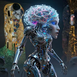cybernetic demon dreaming the destruction of the cosmos with its networked mind, lsd, circuitry, intricate detail, royo, whealan, giger, klimt, hd, octane render, unreal engine,