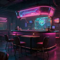 concept art of cyberpunk 2 0 7 7 bar environment, few chairs, neon, by marta leydy, highly detailed, 8 k, hdr, studio, matte painting, digital illustration, trending on artstation