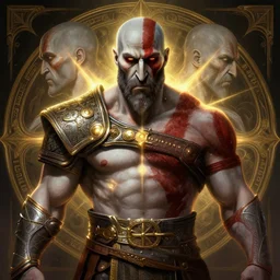 symmetry!! portrait of kratos, glowing lights!! intricate, elegant, highly detailed, digital painting, artstation, concept art, smooth, sharp focus, illustration, art by artgerm and greg rutkowski and alphonse mucha