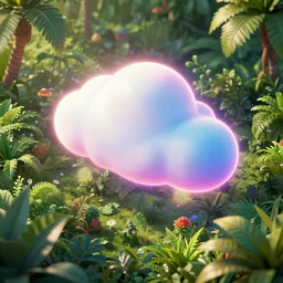 isometric neon clouds accessing in the jungle, sharp focus, octane render, bright, rpg, beautiful, flare, cinematic, vsco, film, unreal engine, symmetrical!!