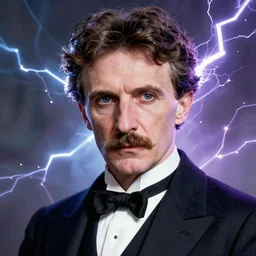 masterpiece portrait of 9 0 year old gentleman genius inventor nikola tesla, kind eyes, wearing a tuxedo, hyper realistic face, volumetric lighting, fantasy art, epic, in the style of burne hogarth, greg rutkowski, donato giancola, tom bagshaw, intricate, hyper detailed, smooth, vibrant electric lightning aura