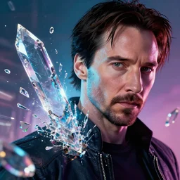 impressive electric fantasy cinematic fine portrait photo of a keanu reeves neo matrix cyborg implant shattered crystal shard volumetric dynamic fluid simulation lighting impressive masterpiece hyper ultra detailed intricate sharp focus 8 k realistic illustration canon eos r 3 fujifilm x - t 3 0 sony alpha, by james gurney tooth wu artgerm colorful!!!, trending on artstation behance cgsociety stunning closeup macro