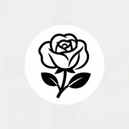 a logo of roses, logo design, black and white liners