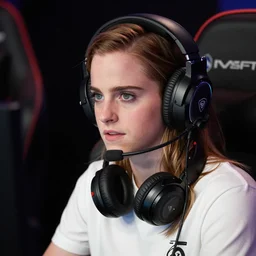 emma watson wearing a gaming headset photo