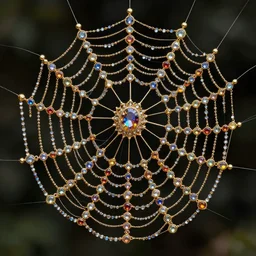 A spiderweb made of gold and (((((vibrant))))) gems!!!!