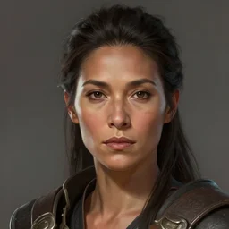 beautiful, very strong, mixed race, female, middle aged, face, no makeup, no tattoos, warrior, battle hardened, head shot, fantasy, highly detailed, digital painting, artstation, concept art, smooth, sharp focus, illustration, art by jodie muir and brom