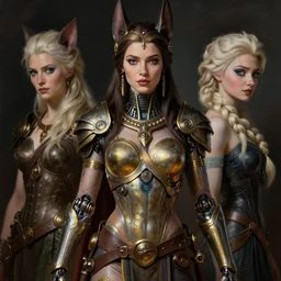 portrait of a beautiful female hybrid cyborg atlantean anubis hada elsa jean alien warrior, regal, realistic, refined, detailed, digital art, jessica rossier, michael cheval, esao andrews, steampunk, walt disney ( 1 9 3 7 ), francois boucher, oil painting, highly detailed, cinematic lighting, unreal engine, 8 k, hd