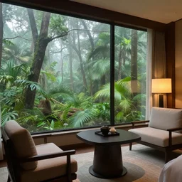 a misty tropical forest room in a 5 star suite in Beijing