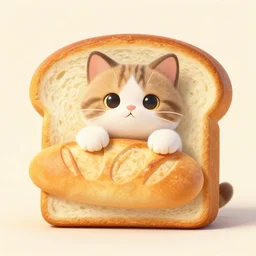 cute cat made of a loaf of bread