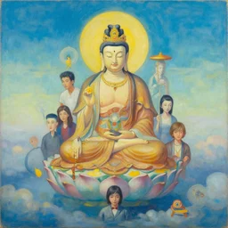 a beautiful painting of the bodhisattva of the upper planes by mynameistran and artgerm and wlop and loish and alex grey and wlop and wes anderson and spike jonze, trending on artstation