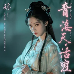 poster style, ancient chinese beautiful woman, weak, cyberpunk, by dream of the red chamber