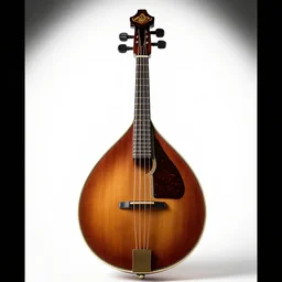 baroque mandolin, commercial catalog photo, isolated on a pure white background, centered, entire object in frame, sharp focus, soft studio lighting