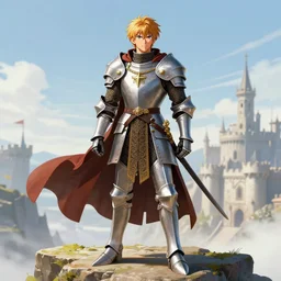 an ultra detailed portrait of king richard the lionhearted as a paladin shonen anime protagonist standing imperiously on a cliff overlooking medieval jerusalem, epic anime fantasy, 8 k, volumetric lighting, smooth, highly detailed, digital illustration, art by kentaro miura and akira toriyama and artgerm