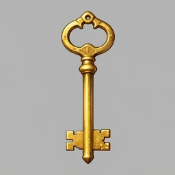 medium shot, golden key, fantasy illustration, medieval era, blank background, studio lighting, hand - drawn digital art, 4 k, trending on artstation, symmetry