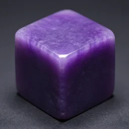 a 4 k photorealistic photo close up of a purple stone cube, mysterious.