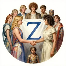 the circle complete, greek symbol zeta, diversity team, afro, blond, european, handshake, highly detailed, digital painting, watercolor, soviet realism, engraving, artstation, concept art, smooth, sharp focus, vivid grunge, manga, illustration, unreal engine 5, 8 k, art by bilibin and kuvshinov and malevich and mucha