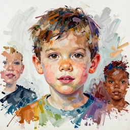 a messy painting of a 4 - year - old using all known skin tones by delphin enjolras, highly detailed, sharp focus, trending on artstation