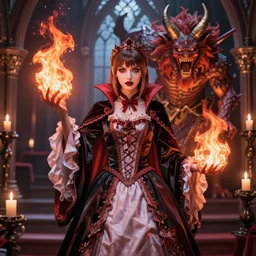 bloody vampire princess summons burning demon serious colorful gothic ceremony 4 k high definition soft diffuse lighting artstation trending path traced contrast light and dark colorful bokeh massive scale cinematic breathtaking lovecraftian horror nightmare apocalypse cataclysm in the style of elden ring