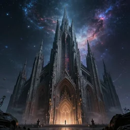 a cosmic demonic cathedral, epic fantasy art, cosmic atmosphere, futuristic, cosmic architecture, high definiton, high detail, photo - realistic, ultra realistic, hyper realistic, trending on artstation, deviantart, ultra hd, 4 k uhd,