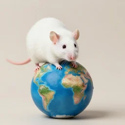 stock photo of a white rat plotting to conquer the world
