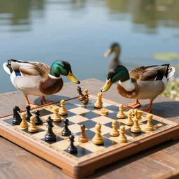 ducks playing chess