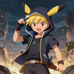 An epic fantasy pokemon anime style portrait painting of a young blonde boy thief