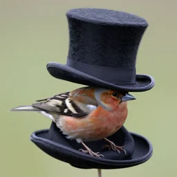 A top hat on a top hat chaffinch, wearing a top hat, top hat, DLSR photo