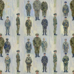 a random military themed pattern in style of claude monet