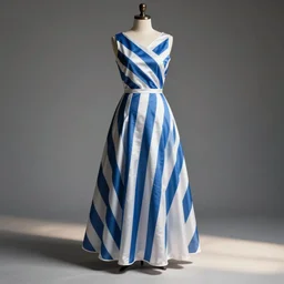 A dress inspired by the drapeau breton. A dress modelled after the drapeau breton. Studio lighting