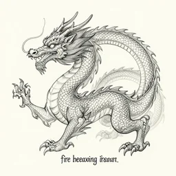“fire breathing dragon, Diagrammatic Drawing”